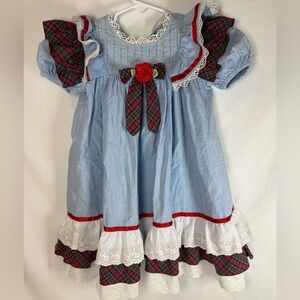 Vintage Rare Editions dress lace red blue flower 80s/90s